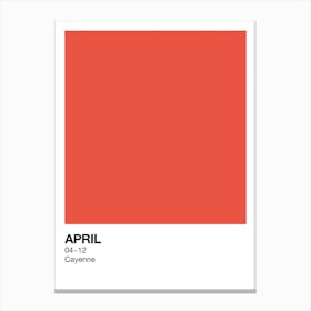 April Birth Month Colour Red Canvas Print