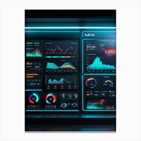 A Digitally Illustrated Dashboard Interface For Advanced Ai Business Management Dashboards Show Met (3) Canvas Print