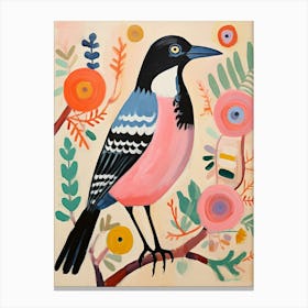 Pink Scandi Magpie 4 Canvas Print