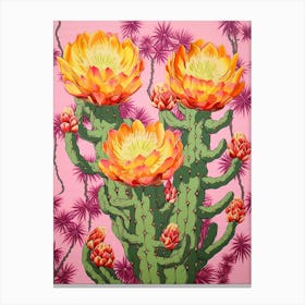 Mexican Style Cactus Illustration Cylindropuntia Kleiniae Cactus 4 Canvas Print
