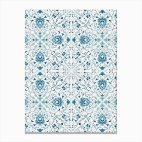 Blue And White Floral Wallpaper — Iznik Turkish pattern, floral decor Canvas Print