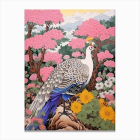 Aster And Bird 3 Vintage Japanese Botanical Canvas Print