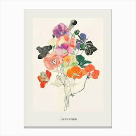 Geranium 2 Collage Flower Bouquet Poster Canvas Print