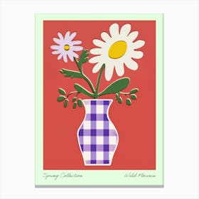 Spring Collection Wild Flowers White Tones In Vase 3 Canvas Print