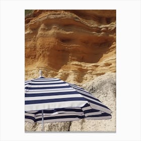 Beach Umbrella And Cliffs Summer Photography 0 Canvas Print