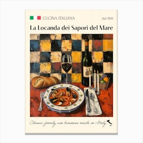 La Locanda Dei Sapori Del Mare Trattoria Italian Poster Food Kitchen Canvas Print