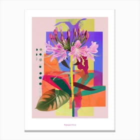 Agapanthus 1 Neon Flower Collage Poster Canvas Print