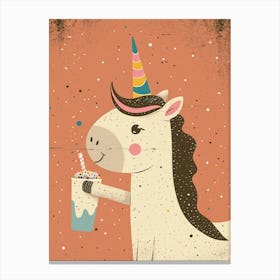 Unicorn Drinking A Rainbow Sprinkles Milkshake Uted Pastels 1 Canvas Print