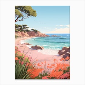 An Illustration In Pink Tones Of Palombaggia Beach Corsica 4 Canvas Print