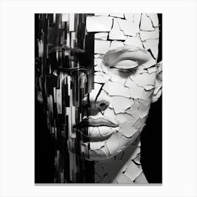 Fractured Identity Abstract Black And White 5 Canvas Print