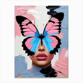 Abstract Woman's Face Merged with a Colorful Butterfly Canvas Print