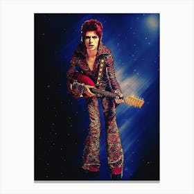 Superstars Of David Bowie In Red Style With The Guitar Canvas Print