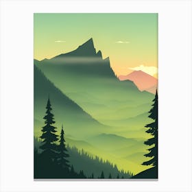 Misty Mountains Vertical Background In Green Tone 38 Canvas Print