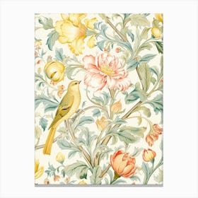 Wallpaper With Birds And Flowers Canvas Print