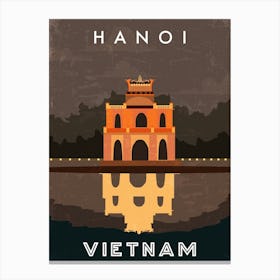 Hanoi, Vietnam — Retro travel minimalist poster 1 Canvas Print