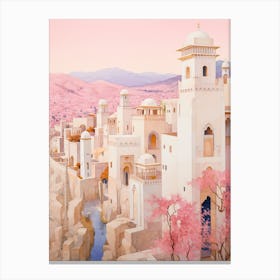 Agadir Morocco 2 Vintage Pink Travel Illustration Canvas Print