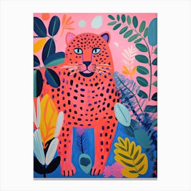 Red Leopard In The Jungle, Matisse Inspired Canvas Print