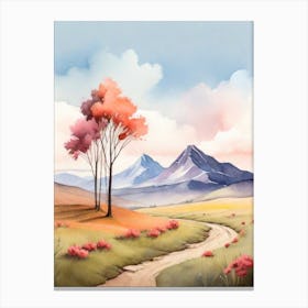 Tranquil Mountains In Minimalist Watercolor Vertical Composition 40 Canvas Print