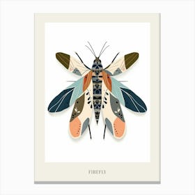 Colourful Insect Illustration Firefly 11 Poster Canvas Print