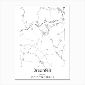 Braunfels,Germany Minimalist Map Canvas Print