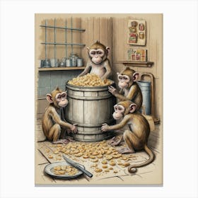 Monkeys In The Barrel Canvas Print