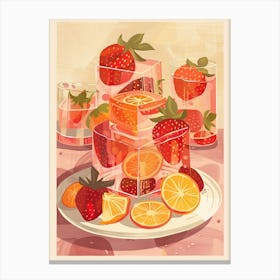 Strawberry & Orange Jelly Illustration Canvas Print