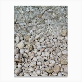 White stones and clear water on the beach Canvas Print