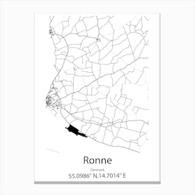 Ronne,Denmark Minimalist Map Canvas Print