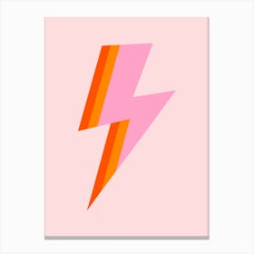 Lightning Bolt in Pink and Orange Stripes Canvas Print