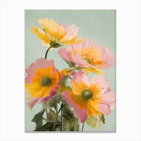 Sunflowers Flowers Acrylic Painting In Pastel Colours 4 Canvas Print