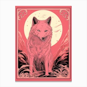 Red Wolf Tarot Card 3 Canvas Print