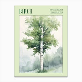 Birch Tree Atmospheric Watercolour Painting 4 Poster Canvas Print