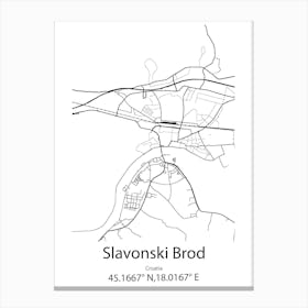 Slavonski Brod,Croatia Minimalist Map Canvas Print