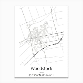 Woodstock,Canada Minimalist Map Canvas Print