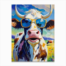 Cow In Sunglasses Canvas Print