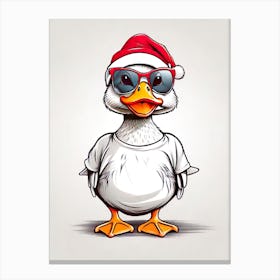 Duck Christmas Hat Canvas Print