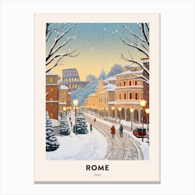 Vintage Winter Travel Poster Rome Italy 3 Canvas Print