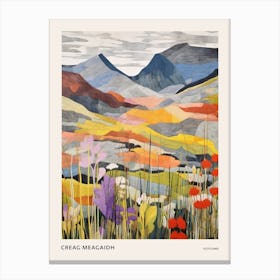 Creag Meagaidh Scotland Colourful Mountain Illustration Poster Canvas Print