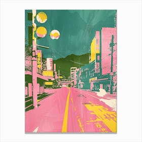 Nagasaki Japan Retro Duotone Silkscreen 2 Canvas Print