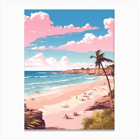 An Illustration In Pink Tones Of  Greenmount Beach Australia 1 Canvas Print