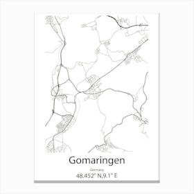 Gomaringen,Germany Minimalist Map Canvas Print