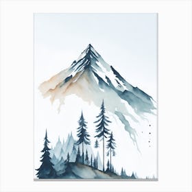 Mountain And Forest In Minimalist Watercolor Vertical Composition 350 Canvas Print