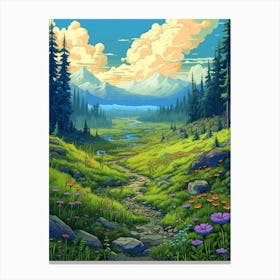 Meadow Landscape Pixel Art 1 Canvas Print