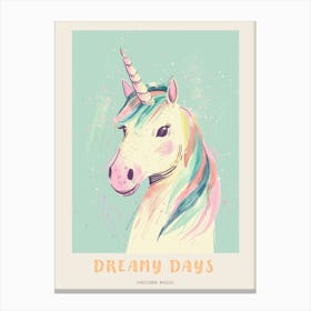 Pastel Block Colour Unicorn 1 Poster Canvas Print