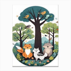 Foxes In The Forest Canvas Print