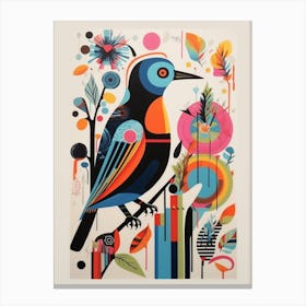 Colourful Scandi Bird Baldpate 2 Canvas Print