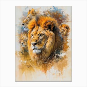 Barbary Lion Collage Painting Canvas Print