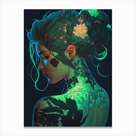 Girl With Green Tattoos Canvas Print
