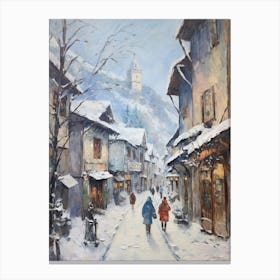 Vintage Winter Painting Zermatt Switzerland 2 Canvas Print