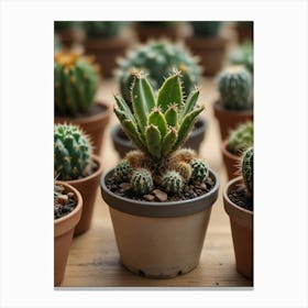 Cactus In Pots Canvas Print